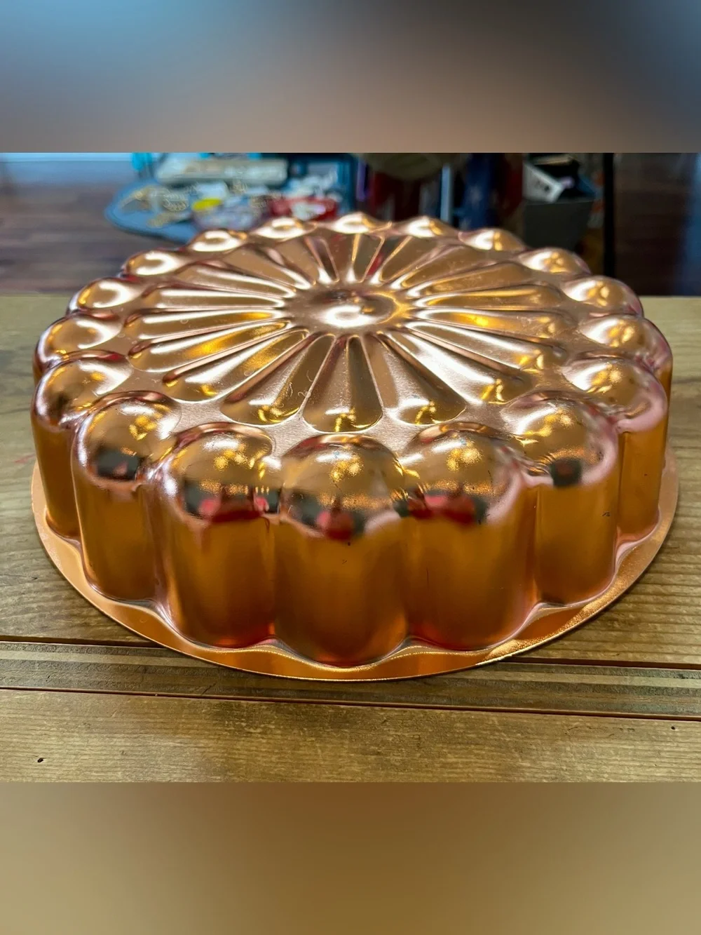 Vintage Copper Tone Jello Mold Cake Pan 10”